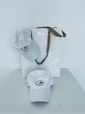 2 Italian new Benetti White Hats with White Gift Bag.